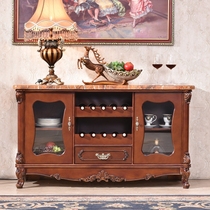 European style sideboard solid wood wine cabinet multifunctional kitchen cupboard living room marble cabinet household locker