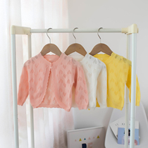 2021 summer new children's clothing baby girl knitted sweater girl cardigan air conditioning coat thin