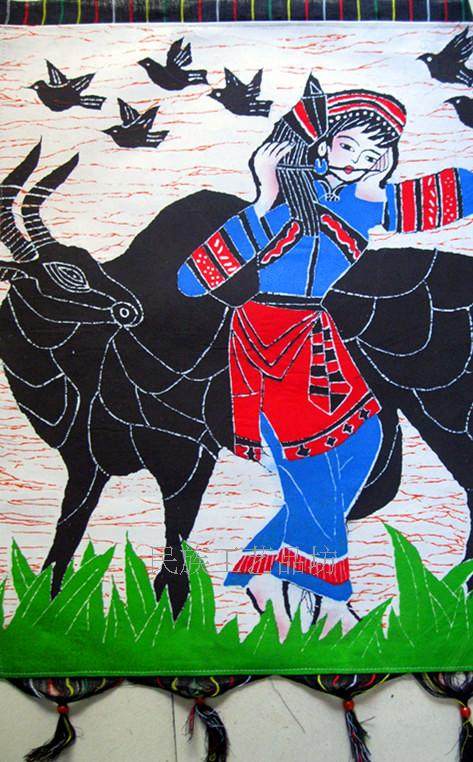 贵州民族特色手工挂布画 蜡染印染壁挂画 图案多缺的随机发货