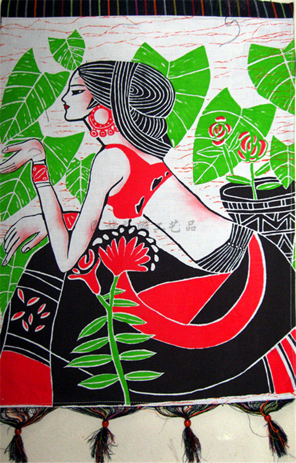 贵州民族特色手工挂布画 蜡染印染壁挂画 图案多缺的随机发货