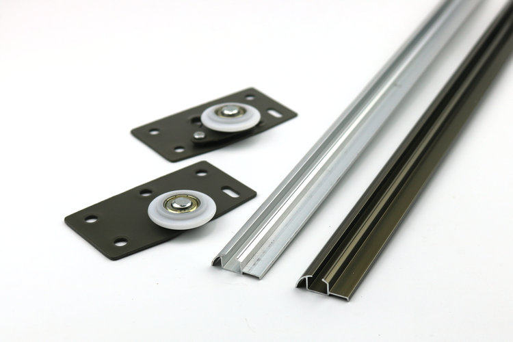 包邮加厚单门免开槽衣柜门轨道移门推拉轮滑槽趟门轮导轨滑槽滑轨