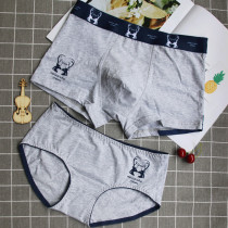 Creative cartoon cute couple underwear cotton underwear set mens flat corner female triangle personality new size