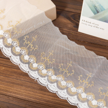 Wide 13cm European style export lace accessories high grade gold thread embroidery diy doll dress skirt fabric decoration