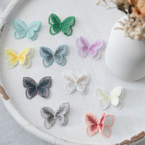 Three-dimensional double-layer butterfly embroidery patch patch organza lace cloth handmade diy clothes wedding decoration accessories