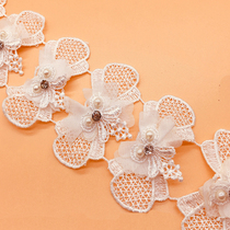 Long one-meter-solid handmade nail pearl butterfly knot lace lace lace DIY clothing wedding dresses bag decorated with children accessories