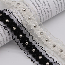 Micro stretch width 2 5cm black white fish silk claw nail bead lace lace accessories garment elastic elastic ribbon diy