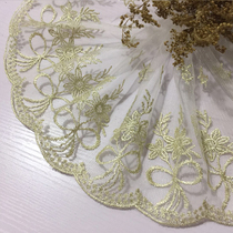 High-grade gold thread bow lace accessories Sofa curtain decorative fabric Lace mesh embroidery width 17cm