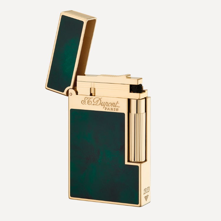 专柜正品法国都彭打火机朗声镀金祖母绿中国漆1953经典版16259