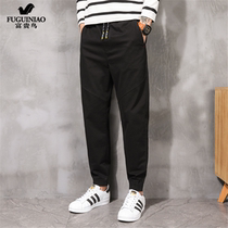 Fashion autumn and winter pants men's loose work pants with Joker elastic and velvet padded feet casual pants