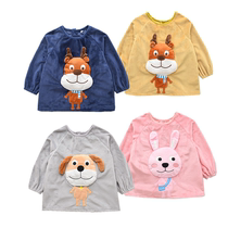 Childrens clothing flannel waterproof female baby infant boy eating clothes Autumn and winter long-sleeved female baby anti-dressing