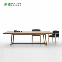 Nordic solid wood Modern creative household dining table Simple rectangular desk Creative negotiation table Log workbench