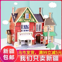 Rolfe Ruolai wooden 3d puzzle three-dimensional small house diy handmade villa assembly model childrens toys Ruo state