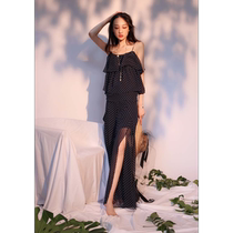 AS fairy plus points French wave point camisole vest two-piece female 2021 New mop wide leg pants women