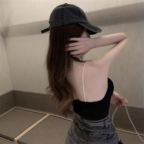 Hong Kong style chic niche temperament small sling T-shirt womens summer 2020 new net red Sexy Slim backless shirt