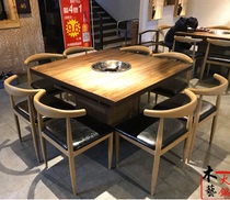 Manufacturers antique carved marble hot pot tables and chairs Induction cooker liquefied stove Solid wood cabinet type Chongqing old hot pot tables and chairs