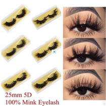 100% Mink Eyelashes 25mm Wispy Fluffy Fake Lashes 3D Makeup