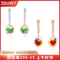 aiden candice cross-border cooperation Loving Butterfly Knot Hand-painted Baroque Pearl Earrings Pendant Female Retro