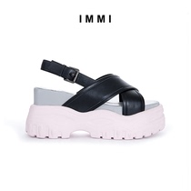 (Designer brand IMMI) Contrasting color thick bottom cross heightening sports dad sandals 191SH001