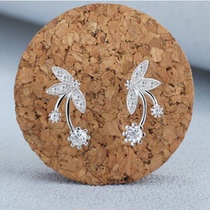 South Korean ornament 925 pure silver ear nail inlaid with sweet and silver decorated earrings Anti-Allergy Zircon Earrings Crystal Earrings Pendant