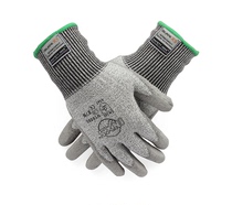 Serlitus N10590 Palm dipped gray PU glove anti-cut knitted liner glass processing