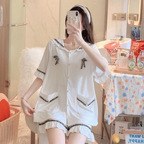 Sleepwear Womens Summer Short Sleeve Shorts Pure Cotton Gonne Satin Cotton Princess Wind Cute Sweet 2022 New Home Gun
