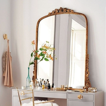 European-style light luxury carved retro vanity mirror bedroom vanity mirror wall-mounted American bathroom mirror Net red bust mirror
