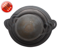 Old fashioned traditional double ear frying pan without coating thickened round bottom tip bottom floor pan cast iron raw iron pan chai chicken dry pan