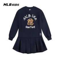 MLB childrens official girl LIKE dress foreign print pattern casual loose loose sweater pleated skirt