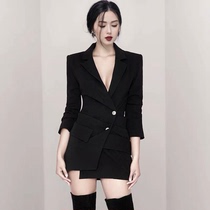 Black noble socialite temperament party small dress Light luxury banquet thin Autumn annual meeting party suit dress skirt