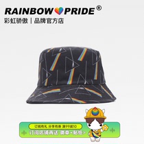 RainbowPride rainbow fisherman hat female geometric triangular printed bifacial can wear summer sun hat European and American streets