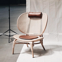 ins rattan furniture nomadic chair creative leisure backrest solid wood rattan chair home bedroom balcony new Chinese homestay