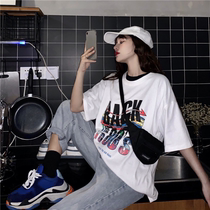 Short-sleeved T-shirt womens 2020 summer new Korean version loose bf Harajuku lazy wind net red super fire ins half-sleeve top