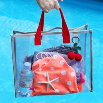 Korean transparent waterproof hand bag Mens and womens beach bag portable swimming clothing storage bag Jelly bag handbag