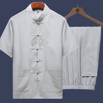 Cotton Tangoo Men Short Sleeve Senior Daddy Clothes Summer Clothes Grandpa Summer Clothes