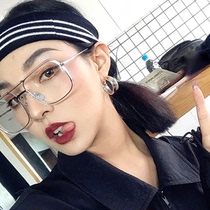 Large frame square transparent frame flat mirror tomorrows son Hua Chenyu same glasses trend street photo frame glasses