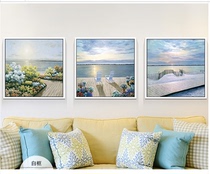 New printed DMC cross embroidered living room Restaurant scenery triptych minimalist modern seaside scenery
