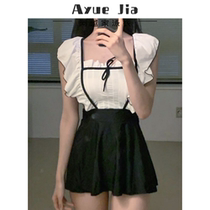 One-piece swimsuit female summer conservative cover belly thin 2021 new fairy Air small chest gathering hot spring Seaside swimsuit