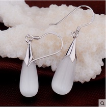 High quality pure cat eye stone drop 925 silver ear ring long section ear pendant Korean version Ornament Anti Allergy Wedding Gift