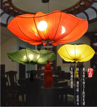 New Chinese hand-painted lantern Lotus Lantern hot pot shop lantern hand drawn lantern chandelier lampshade fabric Lantern