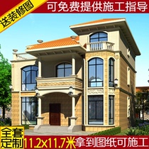 Rural villa design drawing two-story and semi-rural building structure renderings three-story self-built housing scheme full construction