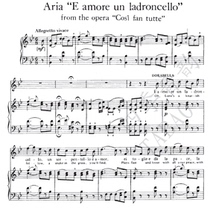 Mozart Womans Heart E amore un ladroncello Vocal score Piano accompaniment score