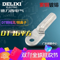 Delixi DT-16 square national standard cable copper nose galvanized wire ear tinned copper terminal