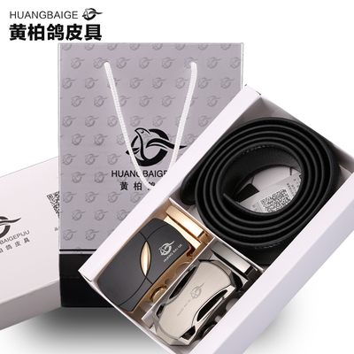 黄柏鸽皮带男纯牛皮自动扣潮礼盒装