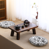 Japanese paulownia wood bay window table small coffee table simple tatami low table round ground table Kang few solid wood small square table