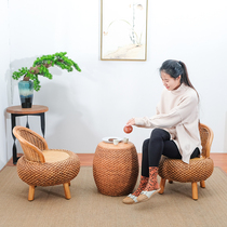 Rattan back chair single household small chair simple balcony leisure chair solid wood creative homestay tatami seat