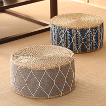 Straw small stool low stool home round stool rattan creative sofa stool childrens stool living room coffee table floor sitting Pier