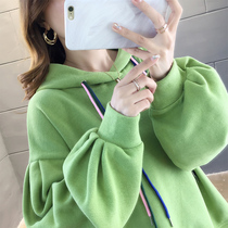 Sweater women hooded 2021 new spring and autumn thin tide ins loose short Super fire cec top pullover