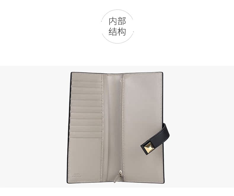 芬迪手錶價格及圖片 FENDI 芬迪 休閑時尚長款對折錢夾亮色錐形鉚釘錢包8M0367 芬迪