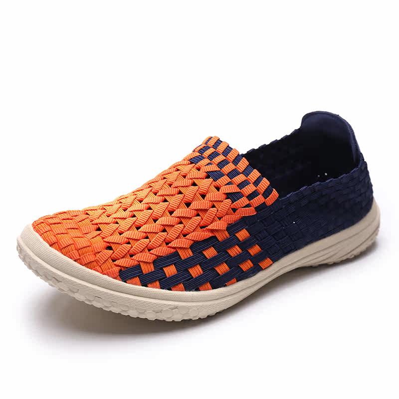 泰和源编织鞋男士夏季手工透气休闲运动跑步懒人一脚蹬老北京布鞋