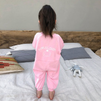 Bayberry childrens clothing 2021 autumn new girls home clothes one-piece female baby pure color zipper pajamas